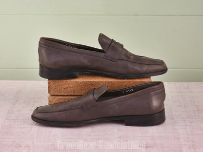 E449 スペイン製 Paraboot コインローファー グレー メンズ 7 25cm