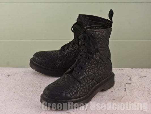 レディース Dr.Martens 8ホールシューズ 花柄 黒 38 24cm B294