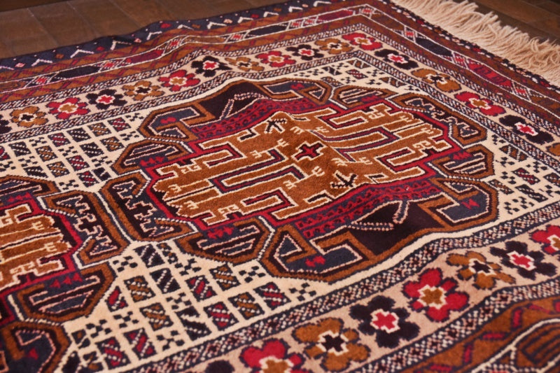 RAGU181 トライバルラグ ウール絨毯 アンティーク ヴィンテージ 82cm×146cm