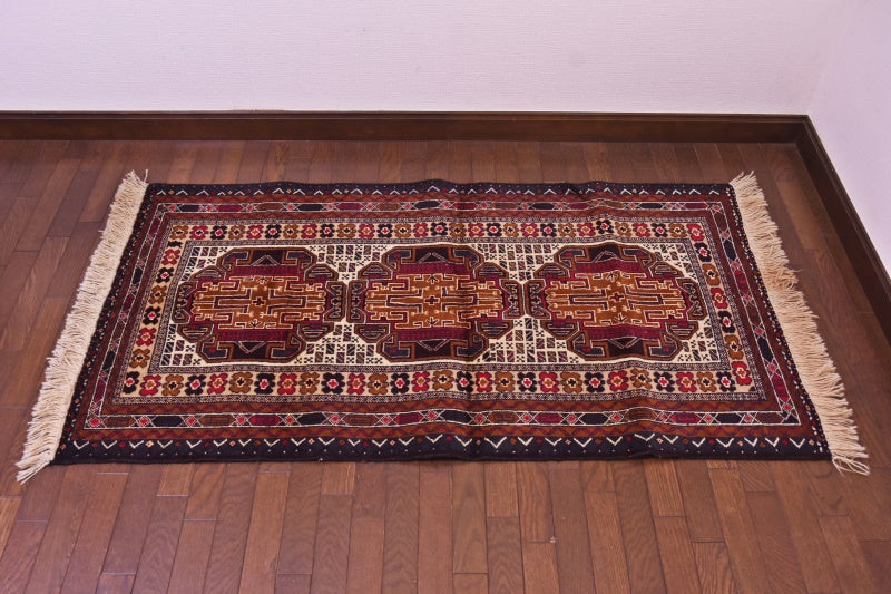 RAGU181 トライバルラグ ウール絨毯 アンティーク ヴィンテージ 82cm×146cm