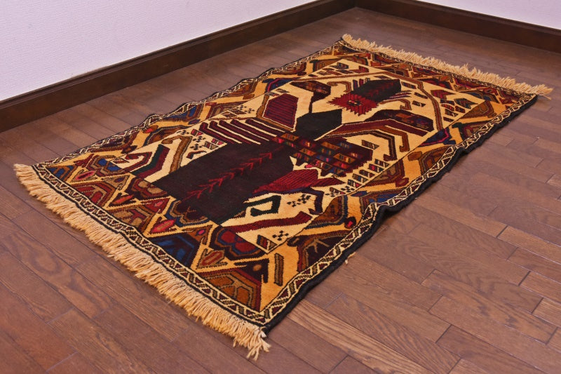 RAGU186 トライバルラグ ウール絨毯 アンティーク ヴィンテージ 82cm×132cm
