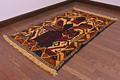 RAGU186 トライバルラグ ウール絨毯 アンティーク ヴィンテージ 82cm×132cm
