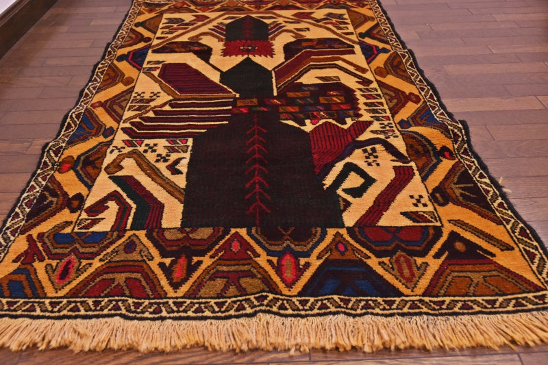 RAGU186 トライバルラグ ウール絨毯 アンティーク ヴィンテージ 82cm×132cm