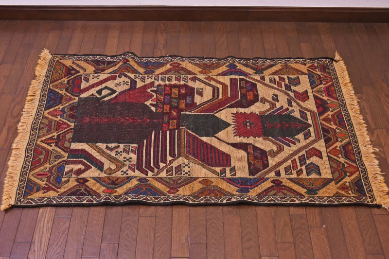 RAGU186 トライバルラグ ウール絨毯 アンティーク ヴィンテージ 82cm×132cm