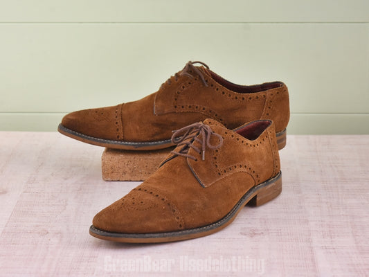 D101 メンズ Loake ストレートチップシューズ スウェード 茶 8 26cm