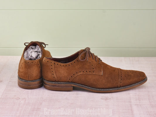 D101 メンズ Loake ストレートチップシューズ スウェード 茶 8 26cm