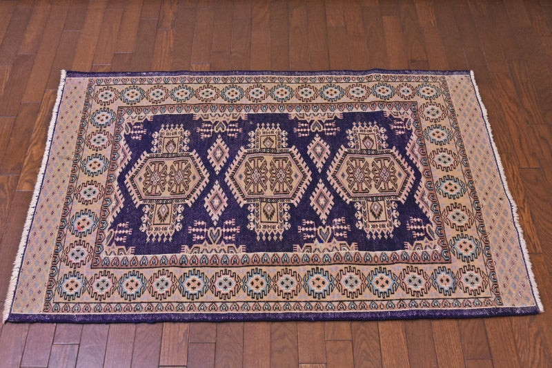 RAGU198 トライバルラグ ウール絨毯 アンティーク ヴィンテージ 75cm×121cm