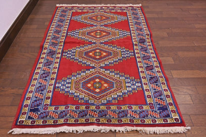 RAGU200 トライバルラグ ウール絨毯 アンティーク ヴィンテージ 76cm×124cm