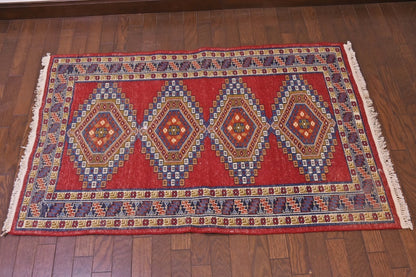 RAGU200 トライバルラグ ウール絨毯 アンティーク ヴィンテージ 76cm×124cm