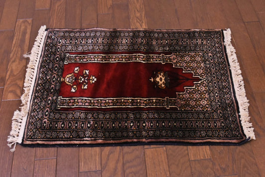 RAGU219 トライバルラグ ウール絨毯 アンティーク ヴィンテージ 45cm×62cm