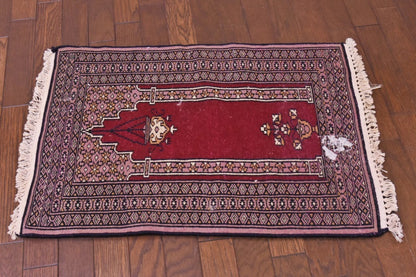 RAGU219 トライバルラグ ウール絨毯 アンティーク ヴィンテージ 45cm×62cm