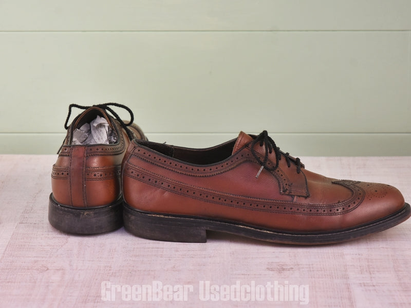 D138 USA製 Hartman ビンテージ ウイングチップシューズ ワイズ細め 茶 12D 30cm