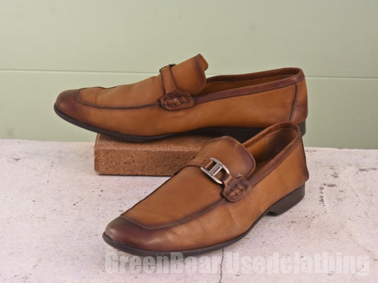 高級 MAGNANNI ローファー 茶 メンズ 10M 28cm C038