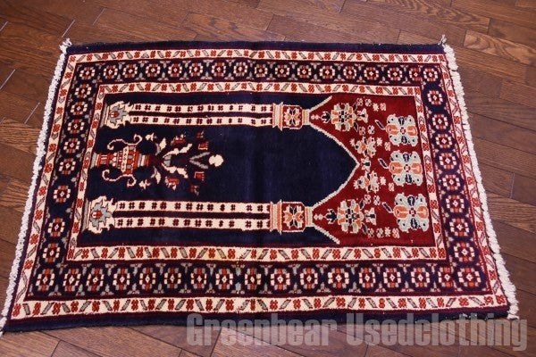 RAGR197 トライバルラグマット ウール絨毯 ヴィンテージ 63cm×87cm