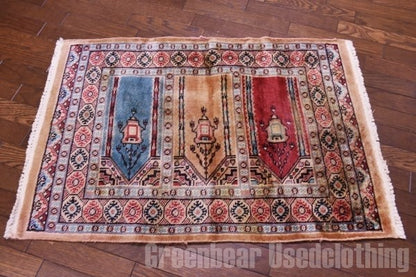 RAGR198 トライバルラグマット ウール絨毯 ヴィンテージ 62cm×90cm