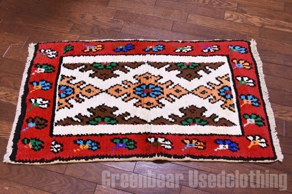 RAGR200 トライバルラグマット ウール絨毯 ヴィンテージ  49cm×86cm