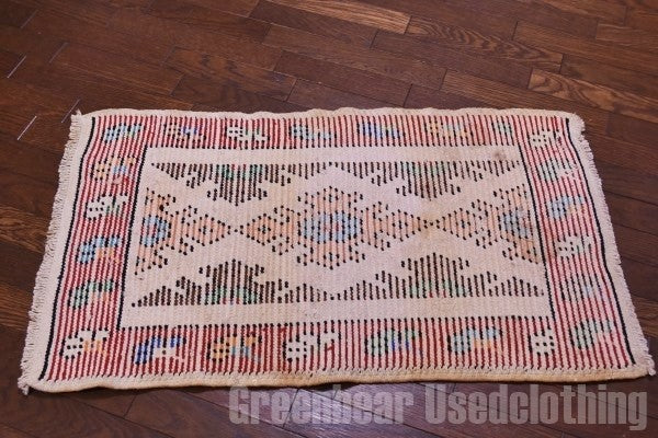 RAGR200 トライバルラグマット ウール絨毯 ヴィンテージ  49cm×86cm