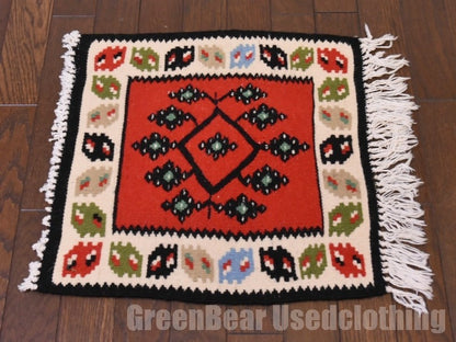 RAGY305 トライバルラグマット ウール絨毯 アンティーク ヴィンテージ