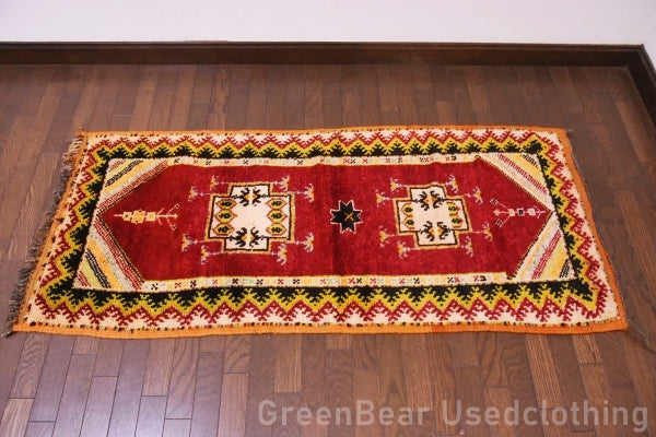 RAGU134 ライバルラグ ウール絨毯 アンティーク ヴィンテージ カーペット 150cm×66..5cm