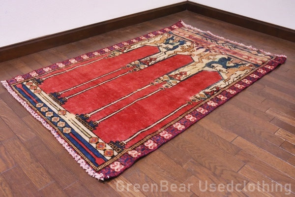 RAGU137 ライバルラグ ウール絨毯 アンティーク ヴィンテージ カーペット 141.5cm×88cm