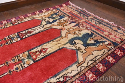 RAGU137 ライバルラグ ウール絨毯 アンティーク ヴィンテージ カーペット 141.5cm×88cm