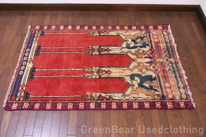 RAGU137 ライバルラグ ウール絨毯 アンティーク ヴィンテージ カーペット 141.5cm×88cm