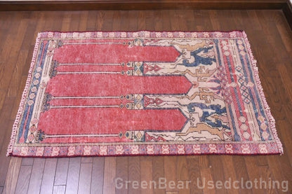 RAGU137 ライバルラグ ウール絨毯 アンティーク ヴィンテージ カーペット 141.5cm×88cm