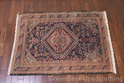 RAGU144 トライバルラグ ウール絨毯 アンティーク ヴィンテージ カーペット 107cm×75.5cm