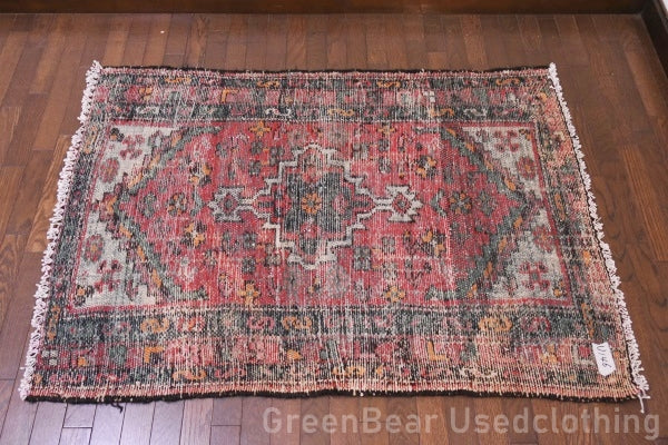 RAGU146 ライバルラグ ウール絨毯 アンティーク ヴィンテージ カーペット 130cm×94cm