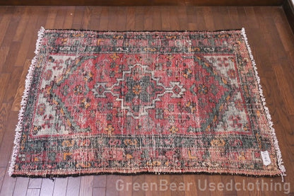 RAGU146 ライバルラグ ウール絨毯 アンティーク ヴィンテージ カーペット 130cm×94cm