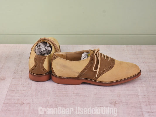 D178 USA製 COLE HAAN ビンテージ サドルシューズ ヌバック 茶×ベージュ レディース 24cmくらい