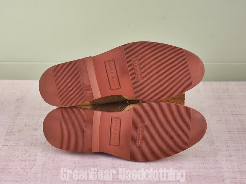 D178 USA製 COLE HAAN ビンテージ サドルシューズ ヌバック 茶×ベージュ レディース 24cmくらい