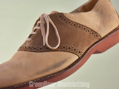 D178 USA製 COLE HAAN ビンテージ サドルシューズ ヌバック 茶×ベージュ レディース 24cmくらい