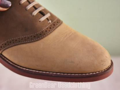 D178 USA製 COLE HAAN ビンテージ サドルシューズ ヌバック 茶×ベージュ レディース 24cmくらい