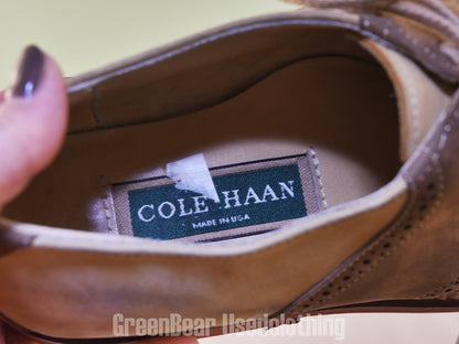 D178 USA製 COLE HAAN ビンテージ サドルシューズ ヌバック 茶×ベージュ レディース 24cmくらい