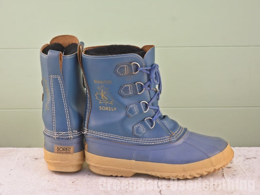 カナダ製 SOREL ビンテージ スノーブーツ 青 レディース 7W 24cm Z162