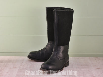 D197 ビンテージ EU軍ブーツ フェルト×レザー 黒 メンズ 43 26.5cm