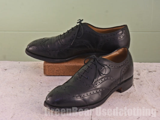 USA製 Johnston&Murphy ビンテージ ビジネスシューズ ウイングチップ 黒 メンズ 9D 27cm C091