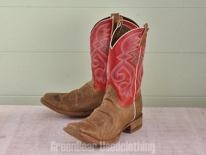 D203 USA製 NOCONA BOOTS ビンテージ ウエスタンブーツ ワイズ細め 茶×赤 メンズ 11B 29cm