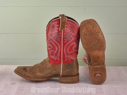 D203 USA製 NOCONA BOOTS ビンテージ ウエスタンブーツ ワイズ細め 茶×赤 メンズ 11B 29cm