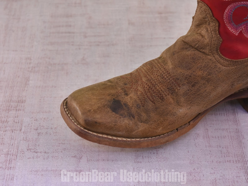 D203 USA製 NOCONA BOOTS ビンテージ ウエスタンブーツ ワイズ細め 茶×赤 メンズ 11B 29cm