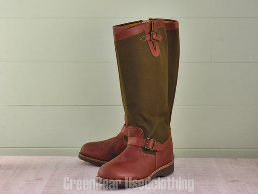 D211 USA製 Chippewa ビンテージ エンジニアブーツ ワイズ細め カーキ×茶 メンズ 9D 27cm