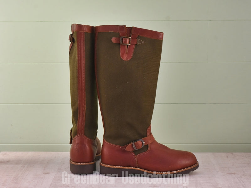 D211 USA製 Chippewa ビンテージ エンジニアブーツ ワイズ細め カーキ×茶 メンズ 9D 27cm