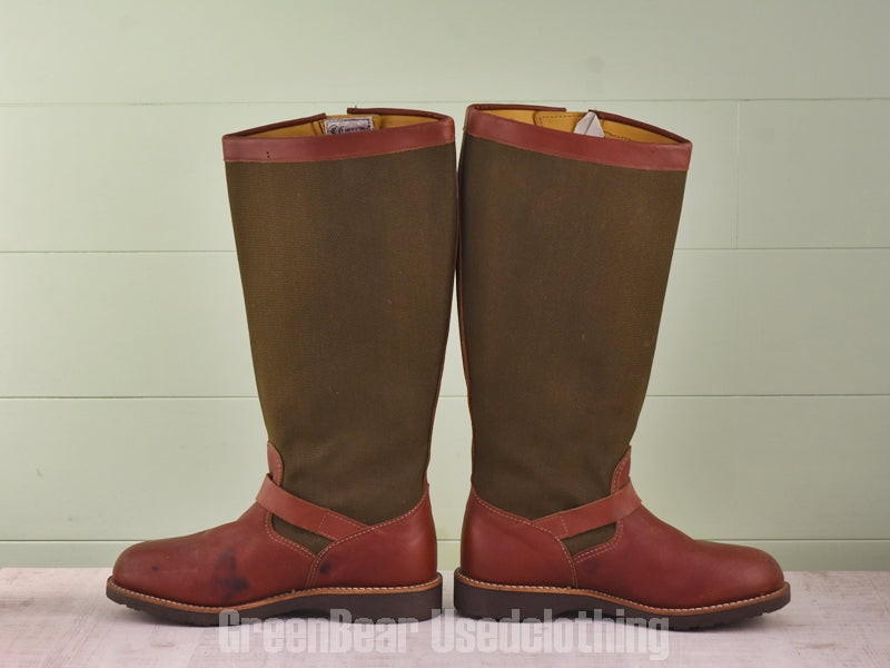 D211 USA製 Chippewa ビンテージ エンジニアブーツ ワイズ細め カーキ×茶 メンズ 9D 27cm