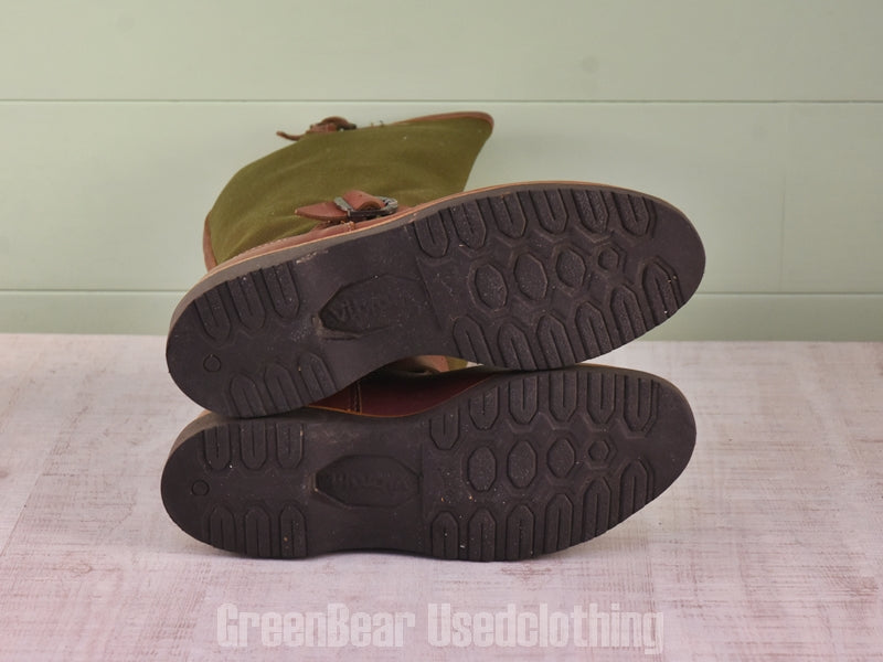 D211 USA製 Chippewa ビンテージ エンジニアブーツ ワイズ細め カーキ×茶 メンズ 9D 27cm