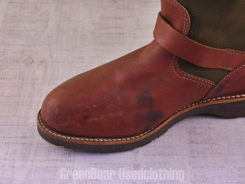 D211 USA製 Chippewa ビンテージ エンジニアブーツ ワイズ細め カーキ×茶 メンズ 9D 27cm