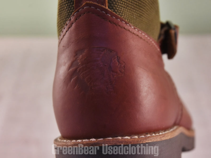 D211 USA製 Chippewa ビンテージ エンジニアブーツ ワイズ細め カーキ×茶 メンズ 9D 27cm