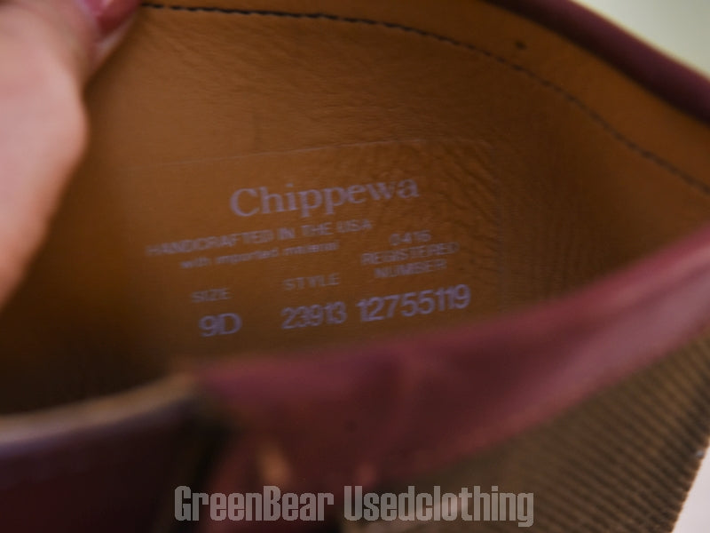 D211 USA製 Chippewa ビンテージ エンジニアブーツ ワイズ細め カーキ×茶 メンズ 9D 27cm