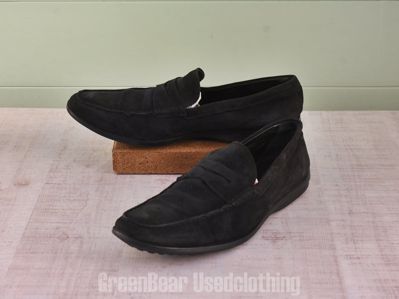 D231 イタリア製 TOD'S コインローファー スウェード 黒 メンズ 11 29cm