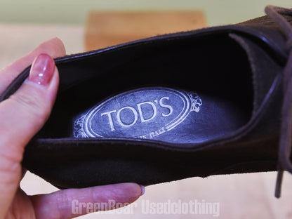 D232 イタリア製 TOD'S ストレートチップシューズ スウェード 茶 メンズ 8.5 26.5cm